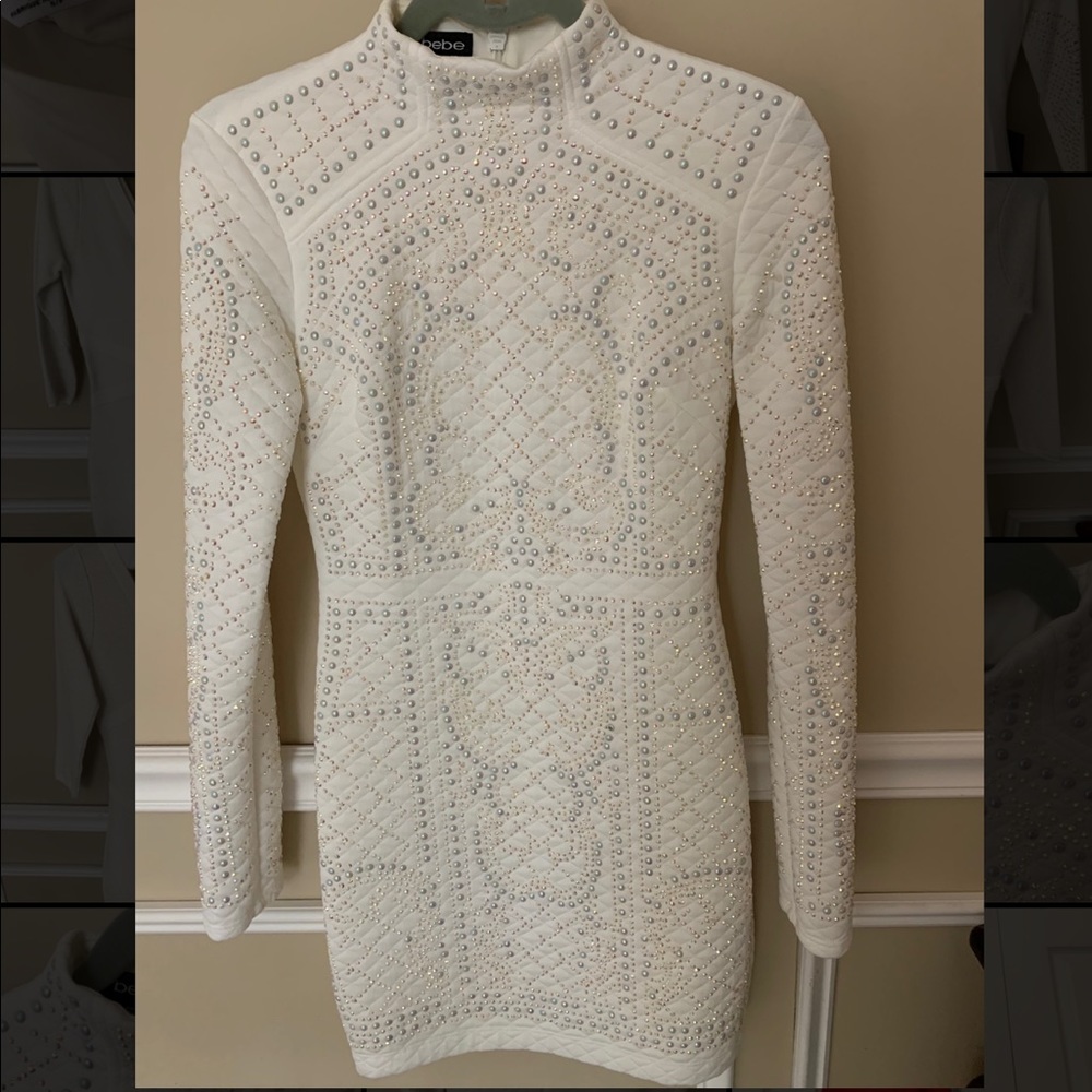 Bebe white sparkly cocktail dress size small